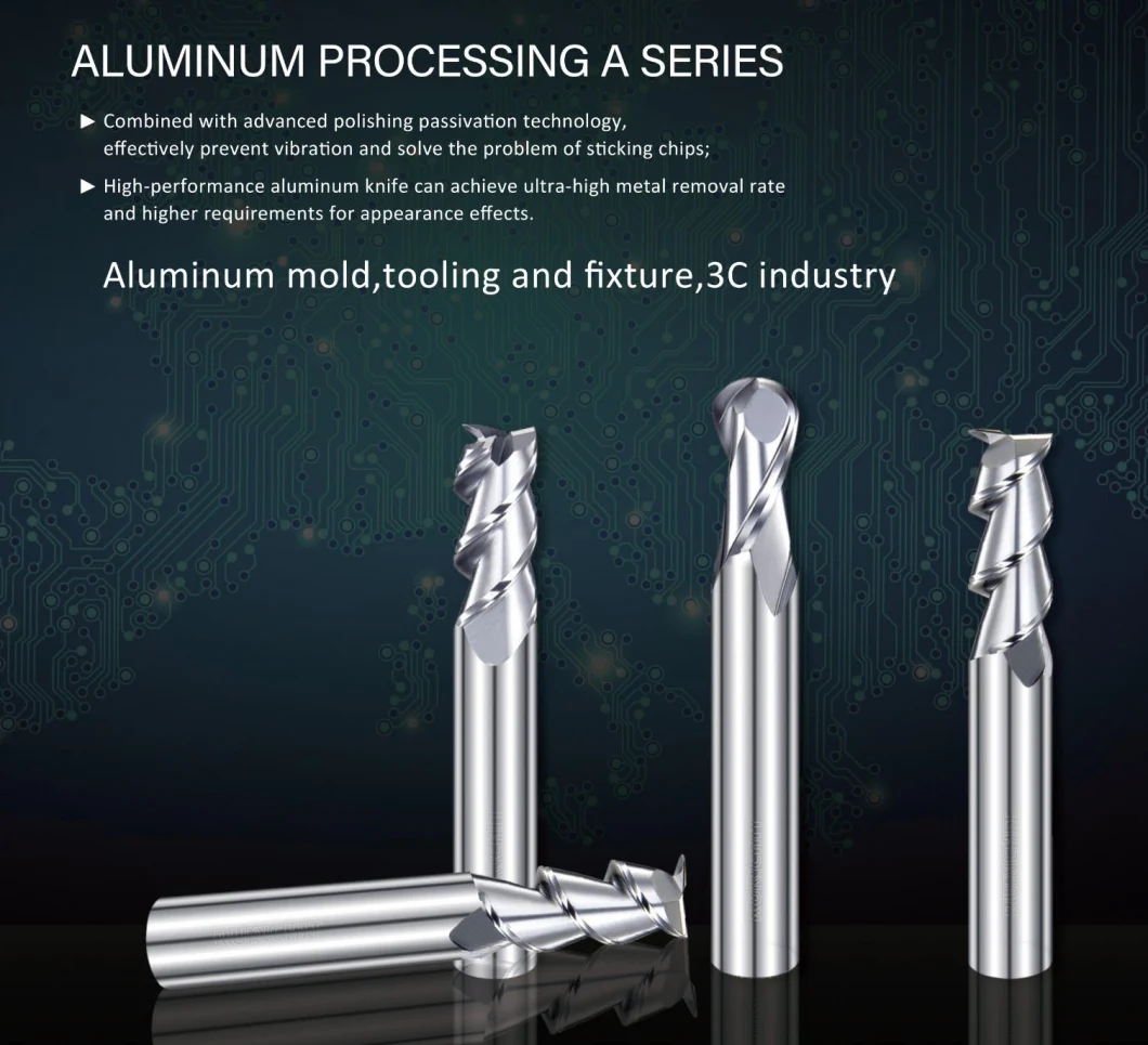 Good Performance 100% Solid End Mill 2/3 Flutes CNC Cutting Tool Ball Nose Long Shank Milling Cutter High-Performance Aluminum End Mill (AE0603)