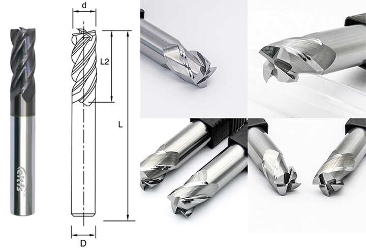 Solid Carbide End Mill 4 Flutes with Corner Radius