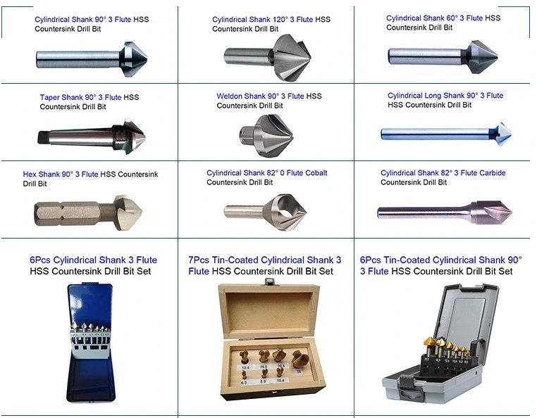 DIN335c Cylindrical Shank 90 Degree 3 Flutes HSS Chamfer Countersink Drill Bit for Steel and Metal Deburring (SED-HCS01)